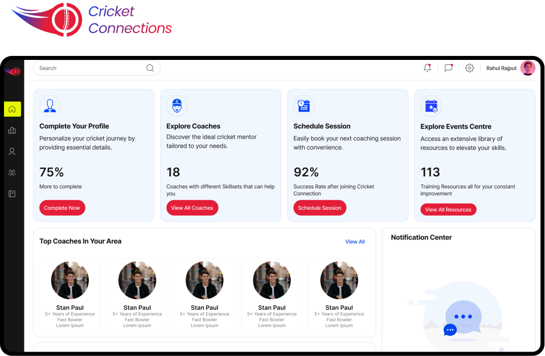Cricket Connections — coaching dashboard