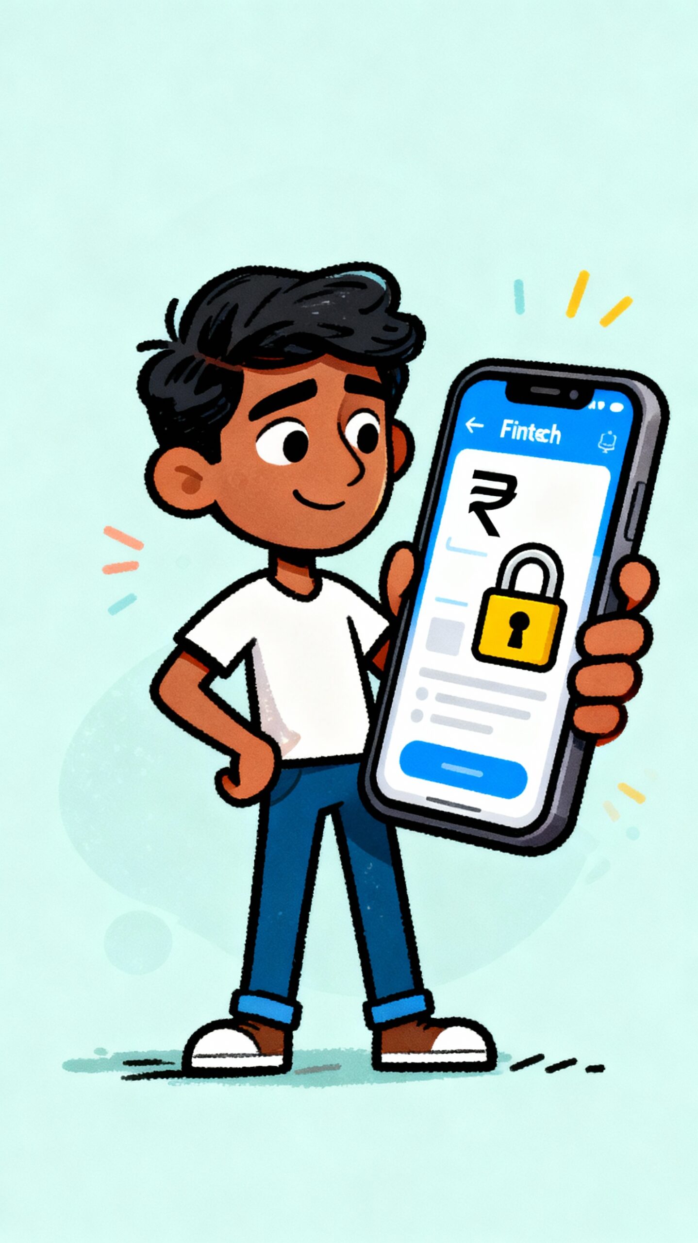 Indian_fintech_startup_founder_with_mobile_app_and_security_elements-scaled. Fintech UX
